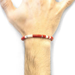 Red Malawi Silver and Vinyl Disc Bracelet.