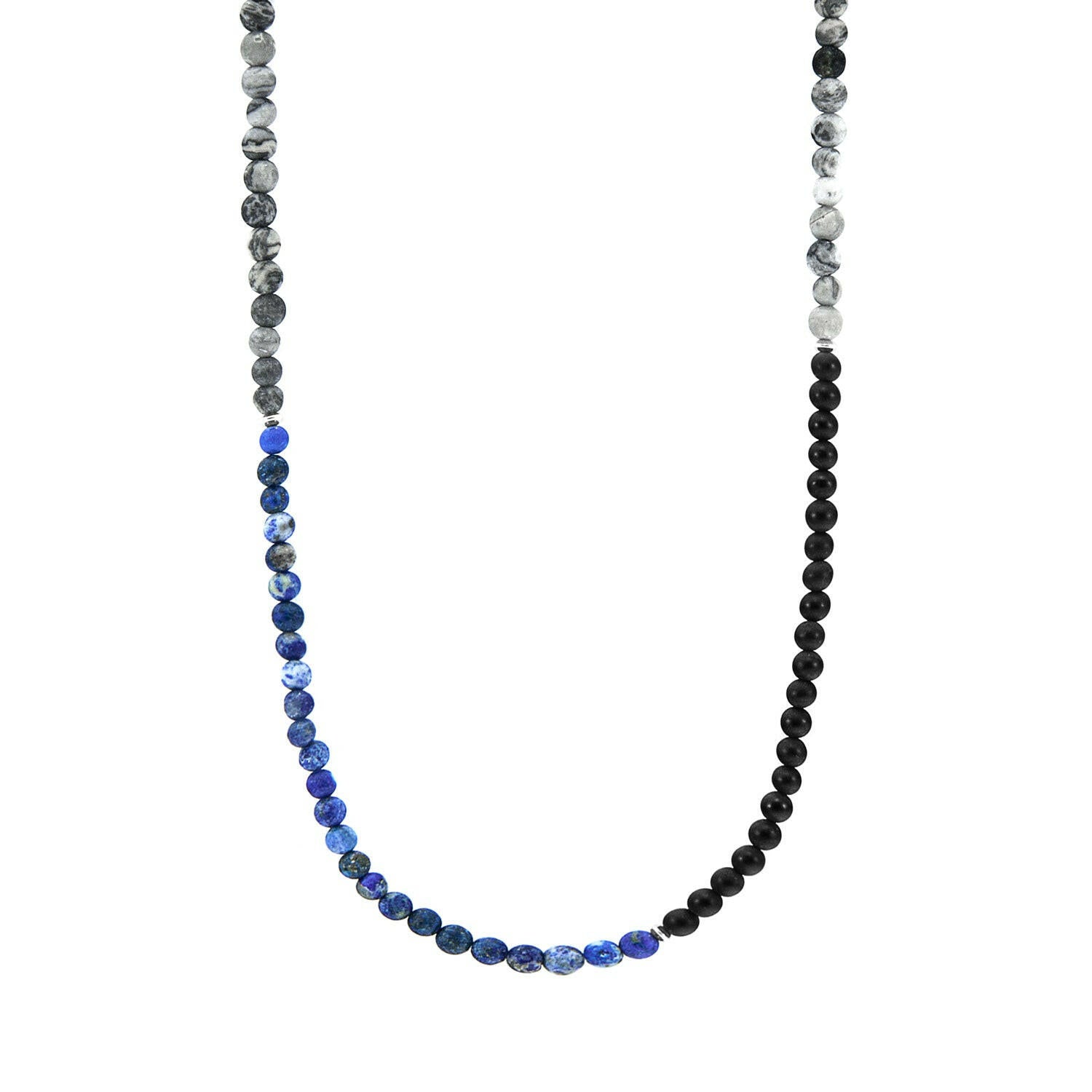 Sodalite, Onyx and Jasper Isaac Silver and Stone Necklace x Bracelet.