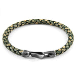 Petrol Green Skye Silver and Braided Leather Bracelet - Selectique 