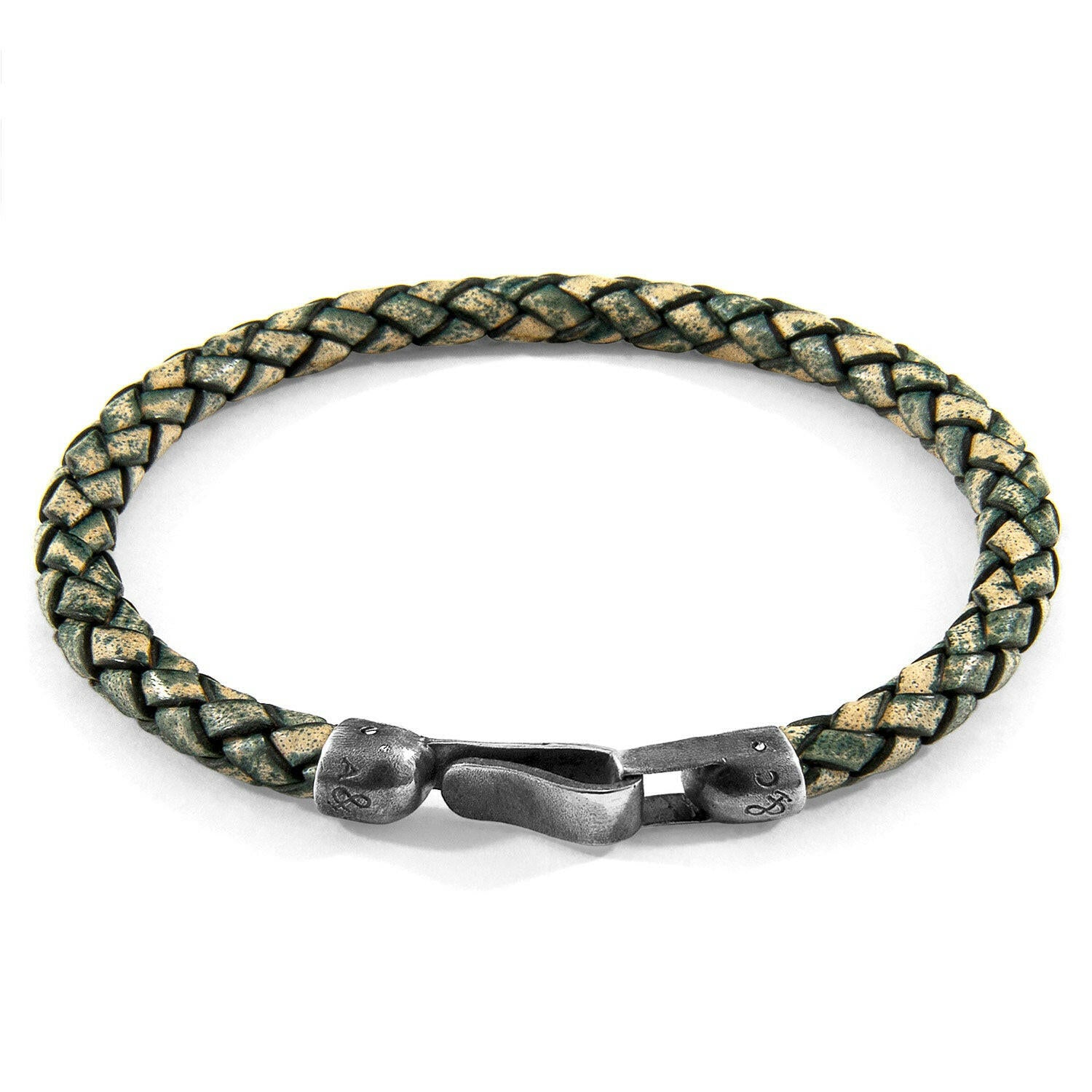 Petrol Green Skye Silver and Braided Leather Bracelet - Selectique 