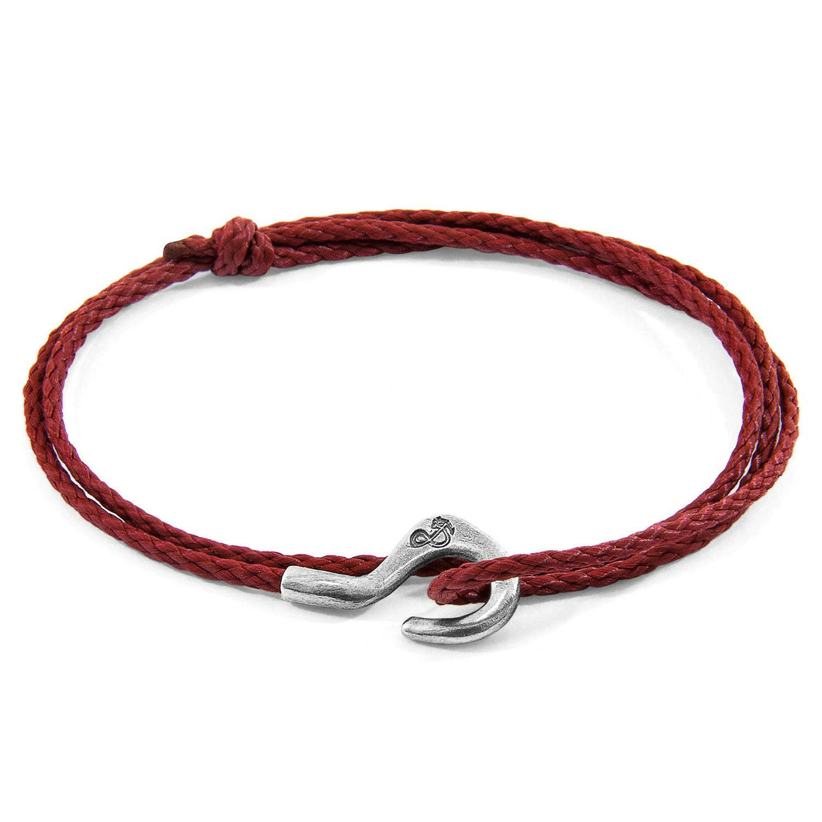 Burgundy Red Charles Silver and Rope SKINNY Bracelet.