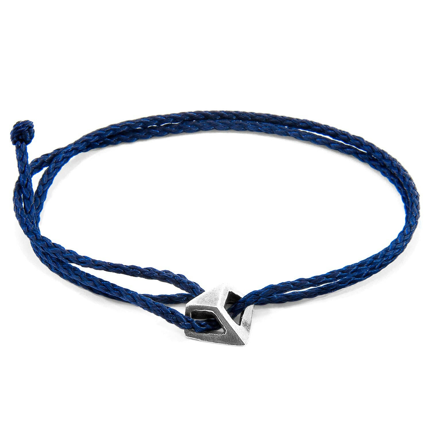 Navy Blue Arthur Silver and Rope SKINNY Bracelet.