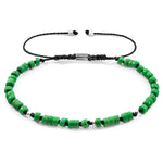 Green Turquoise Percy Silver and Stone SKINNY Macrame Bracelet.