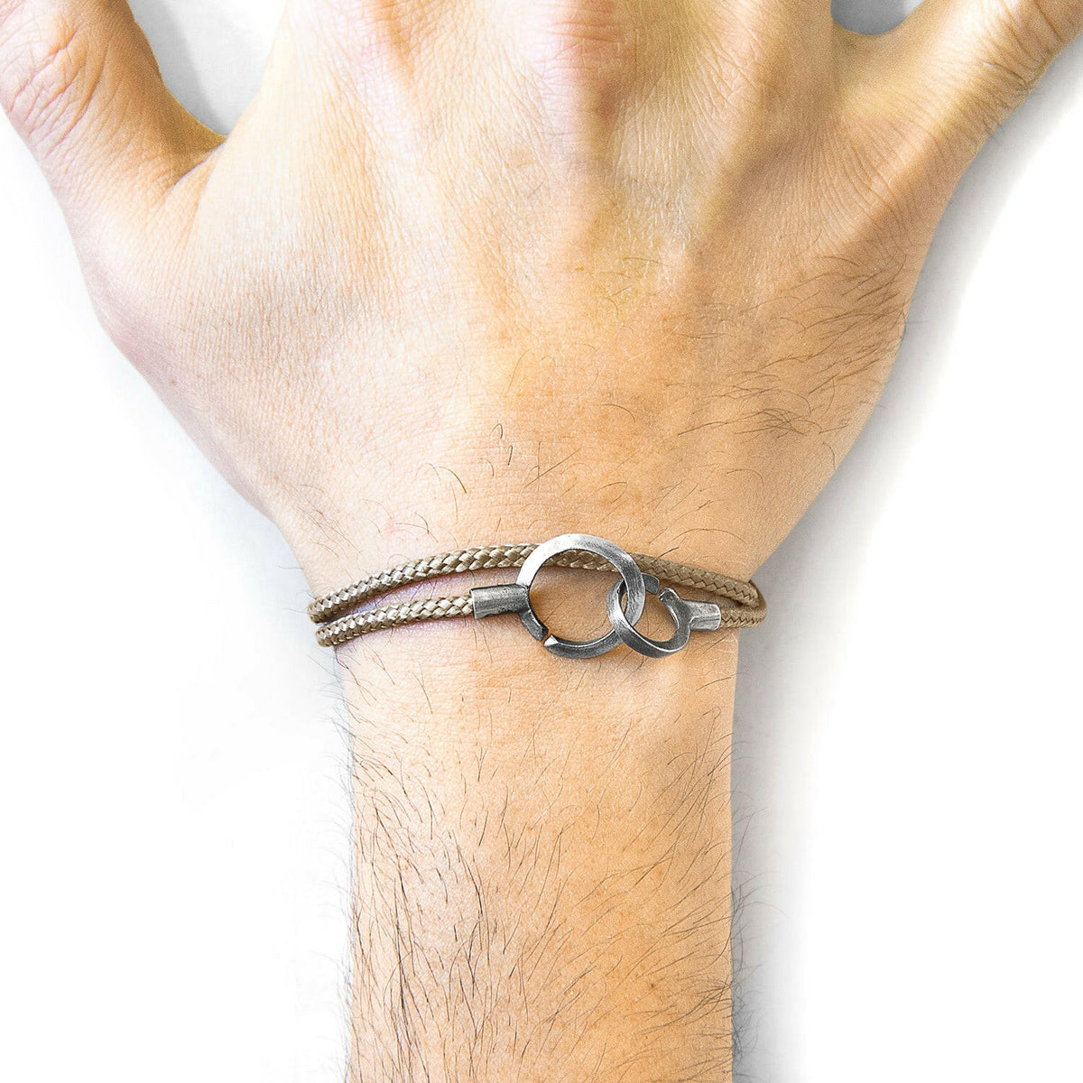 Sand Brown Montrose Silver and Rope Bracelet.