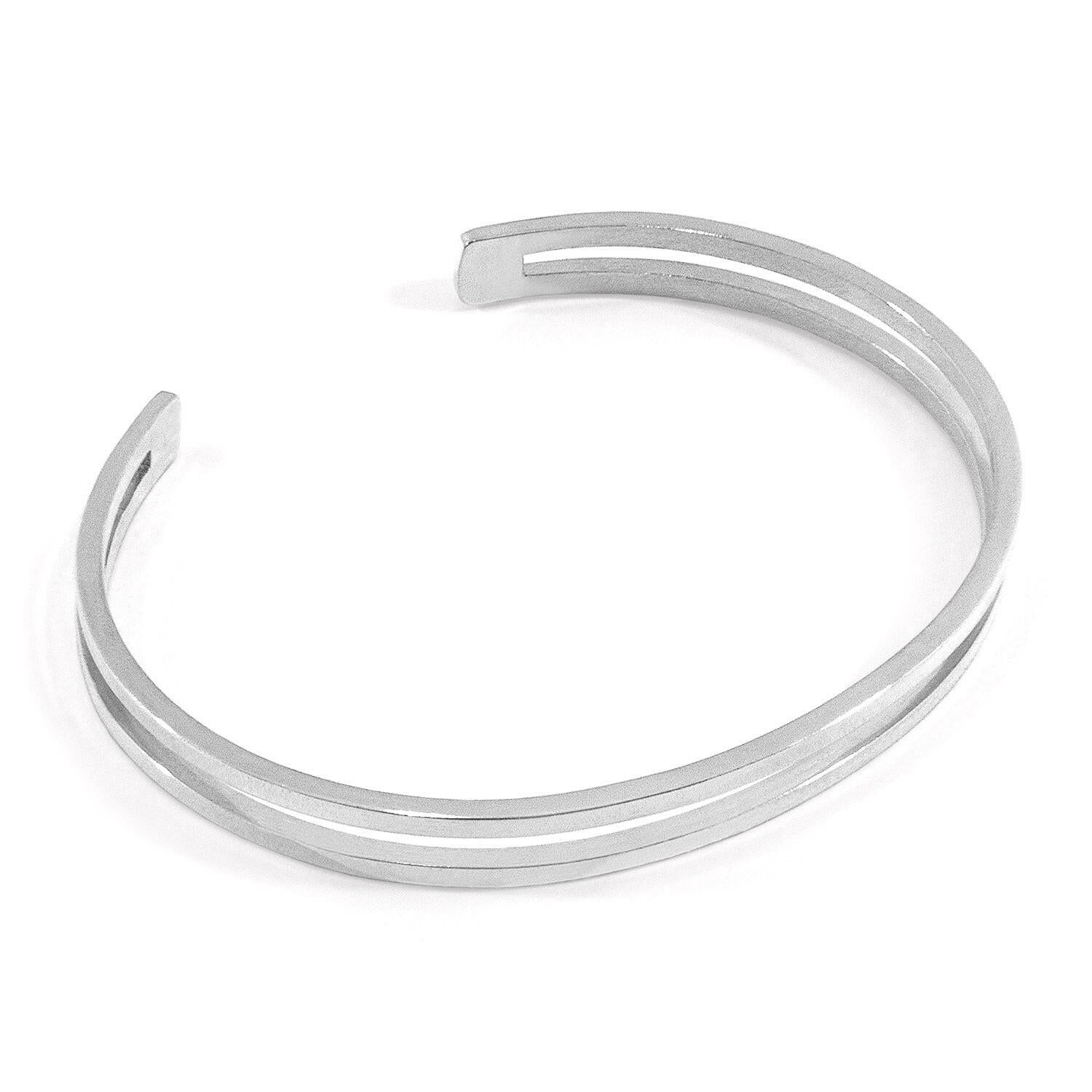 Brady Outline Midi Geometric Silver Bangle.