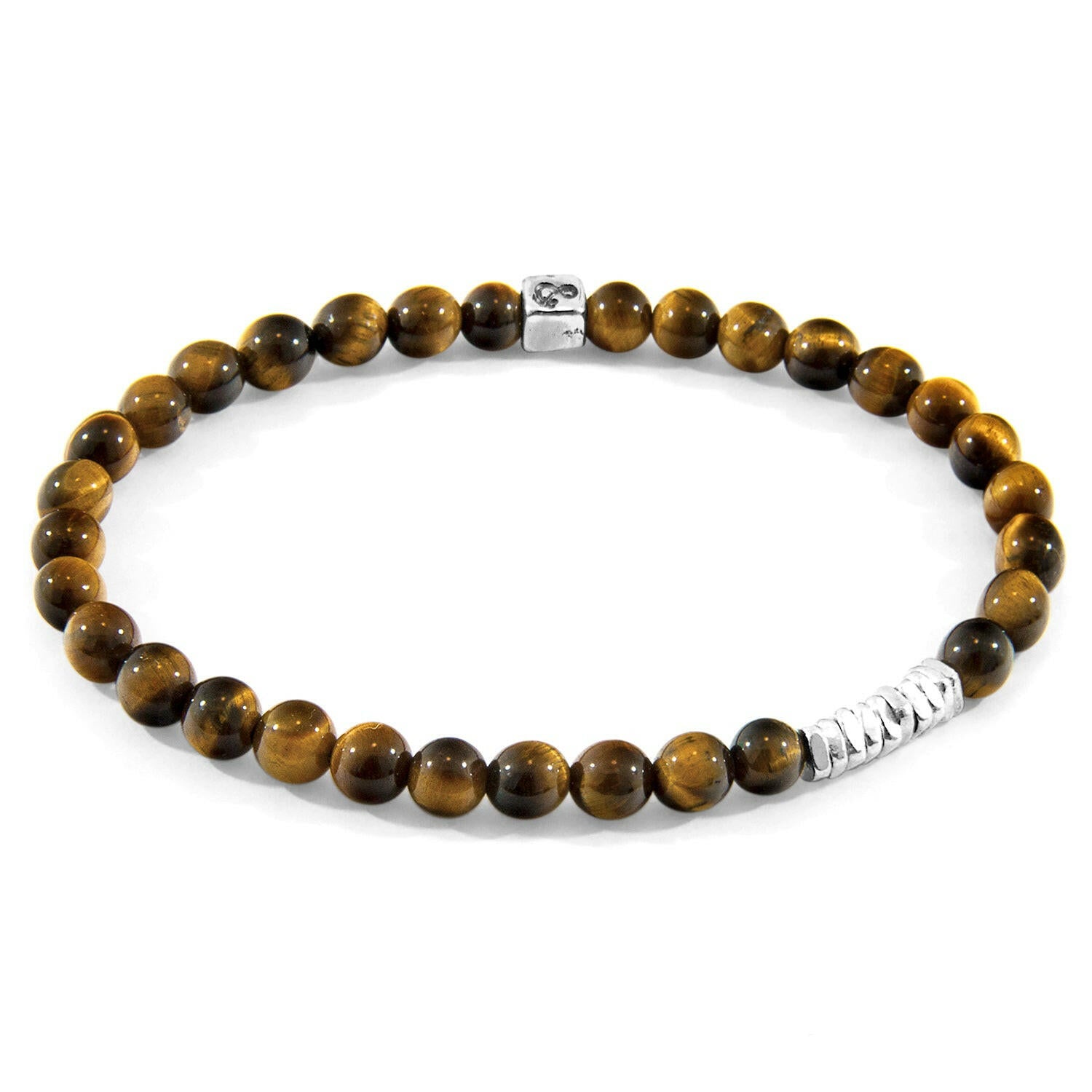 Brown Tigers Eye Atrato Silver and Stone Bracelet.