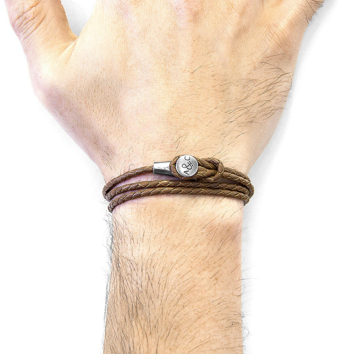 Light Brown Dundee Silver & Leather Bracelet.