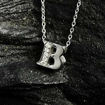 Diamond Initial Letter Pendant Necklace Rose Gold B.