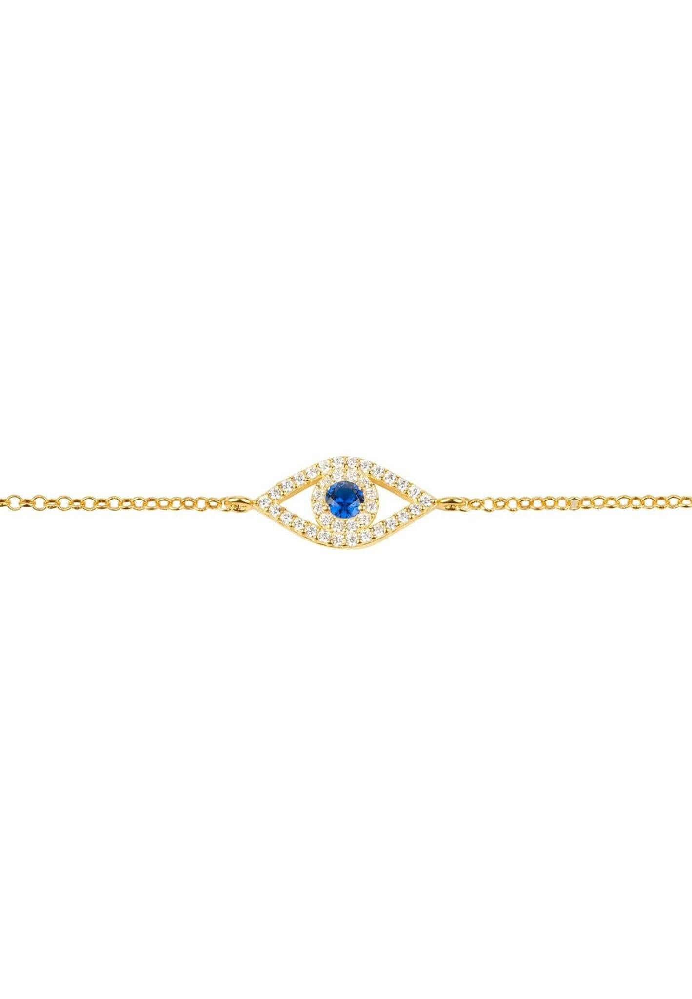 Evil Eye Elliptical Bracelet Blue Gold.