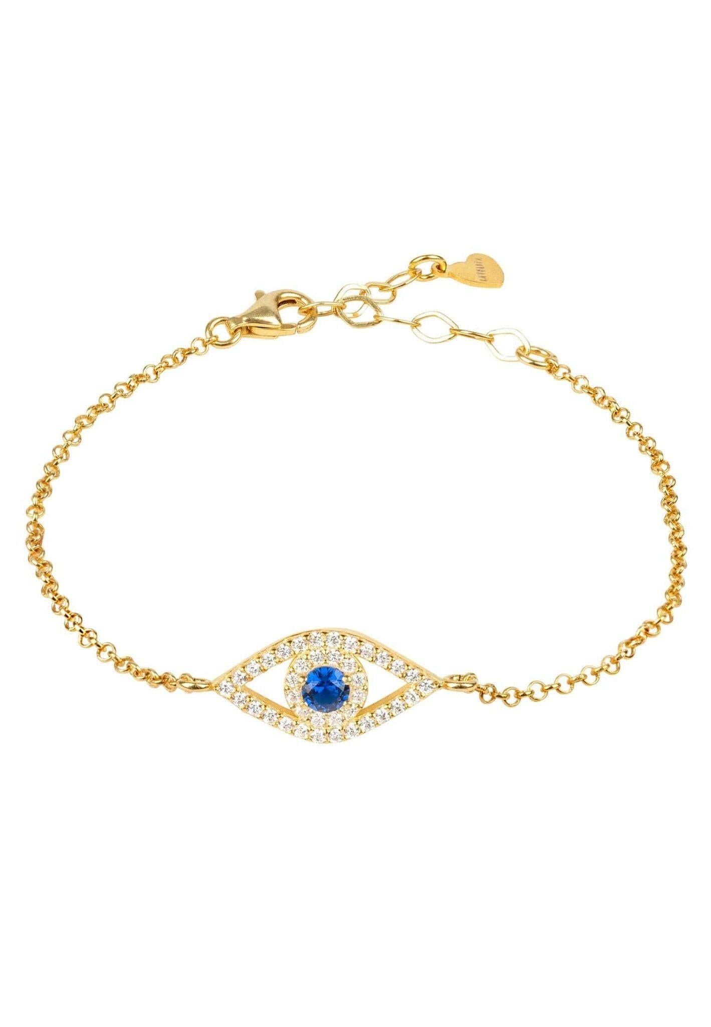 Evil Eye Elliptical Bracelet Blue Gold.