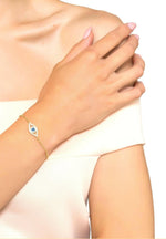 Evil Eye Elliptical Bracelet Blue Gold.