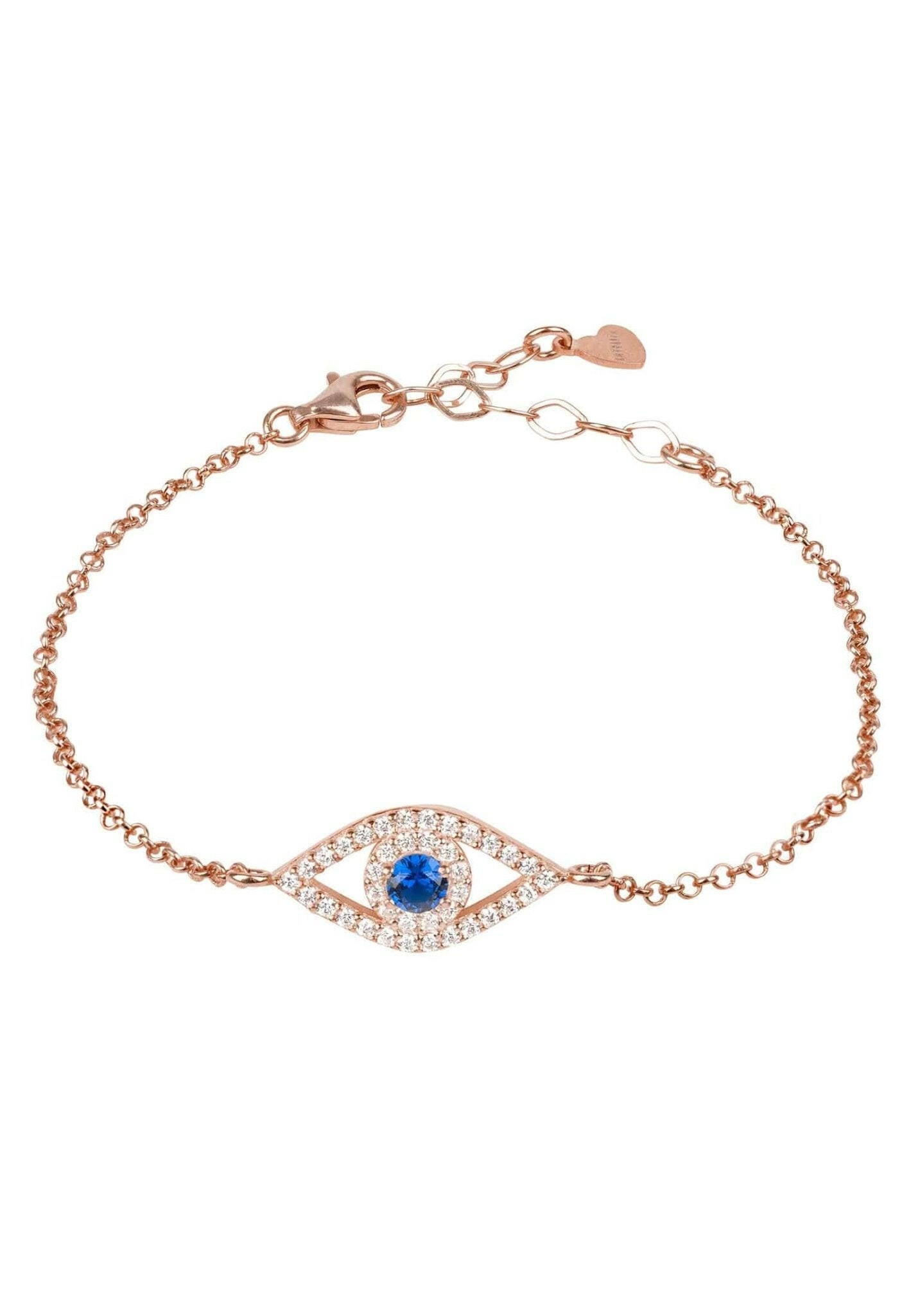 Evil Eye Elliptical Bracelet Blue Rosegold.