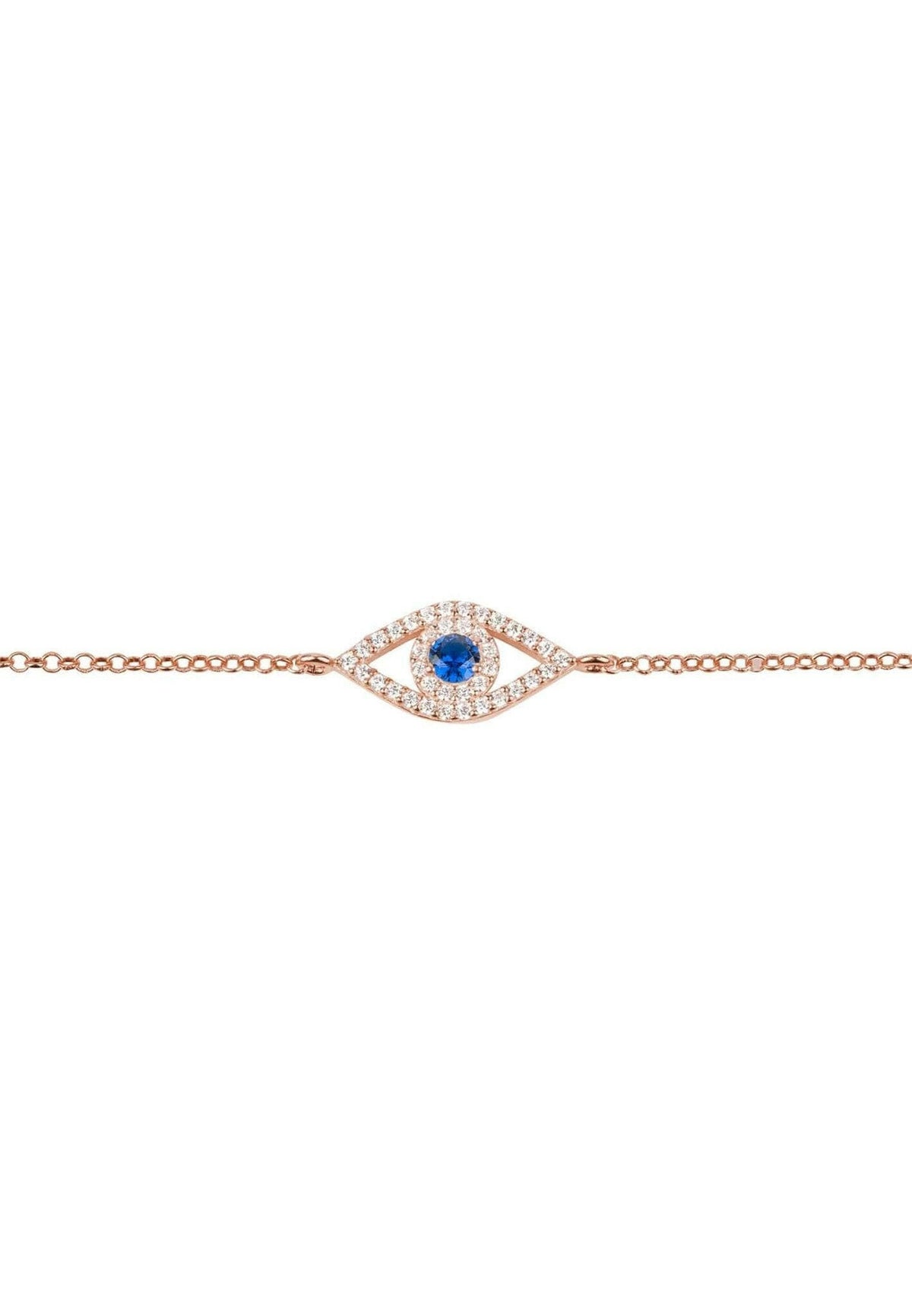 Evil Eye Elliptical Bracelet Blue Rosegold.