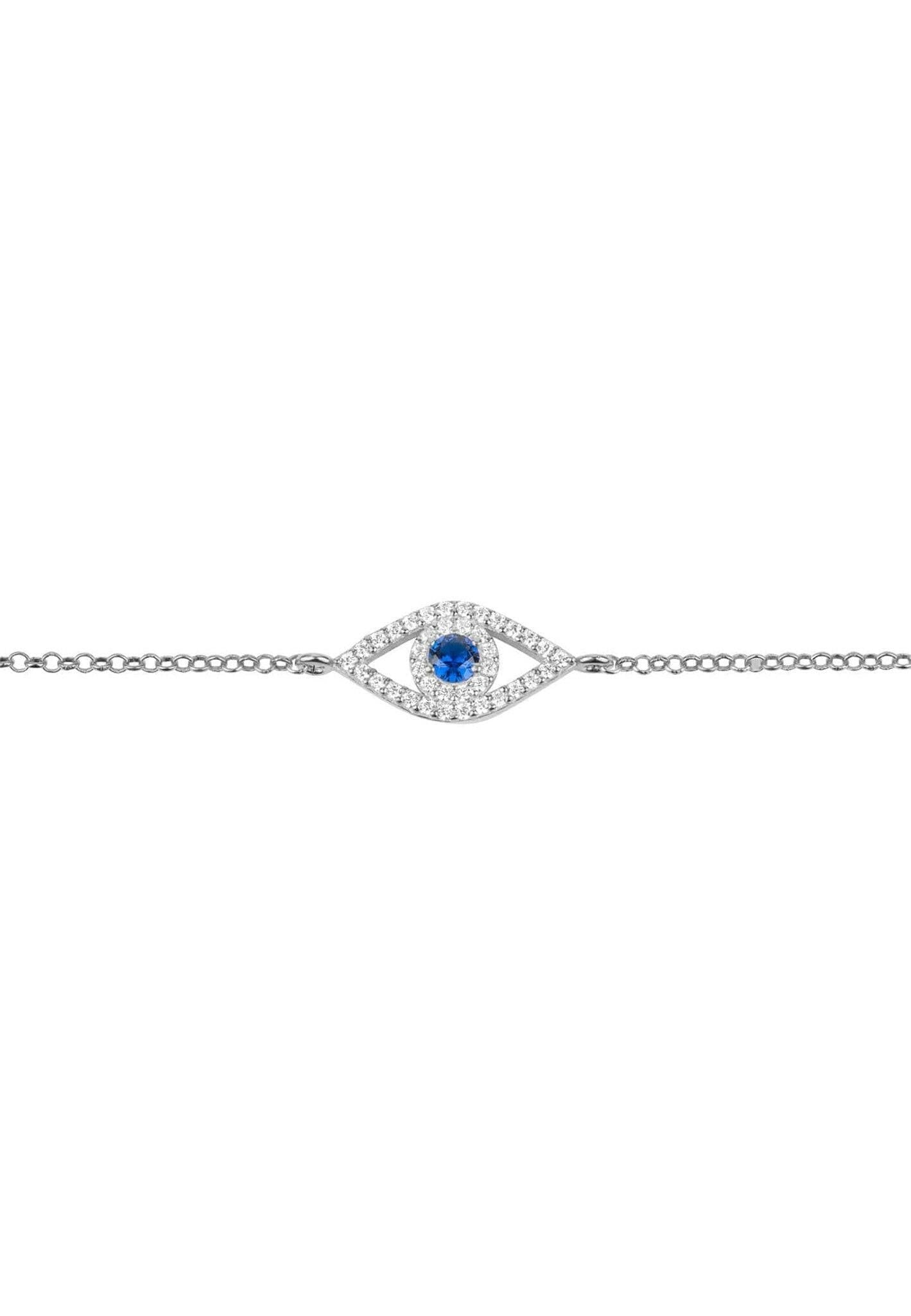 Evil Eye Elliptical Bracelet Blue Silver.