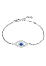 Evil Eye Elliptical Bracelet Blue Silver.