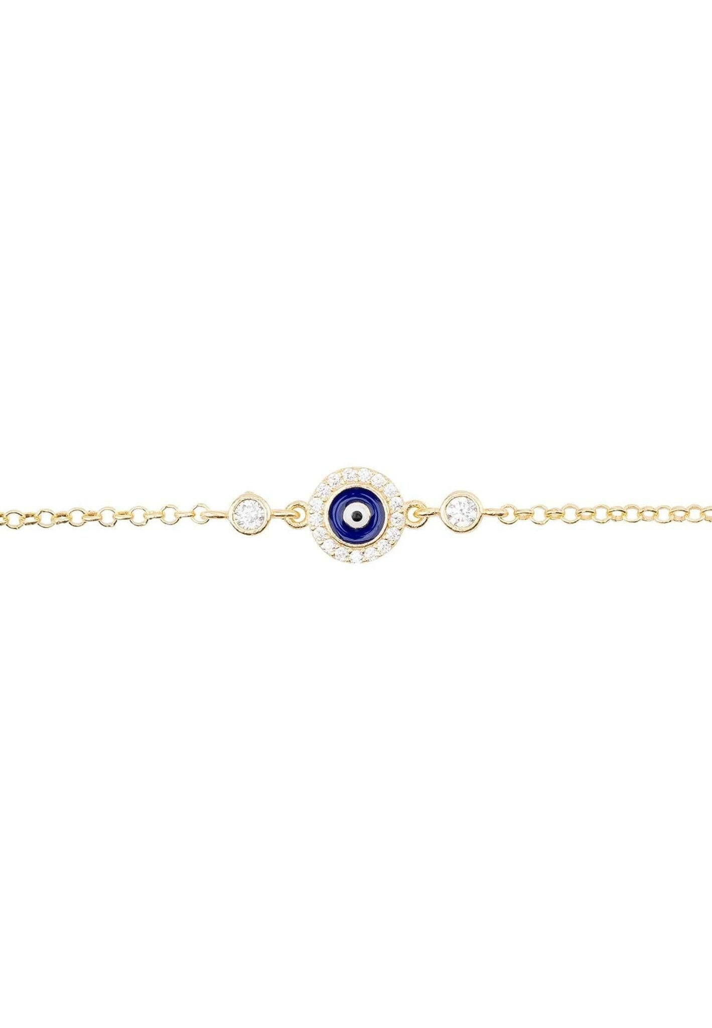 Evil Eye Enamel Dark Blue Bracelet Gold.