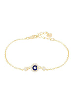 Evil Eye Enamel Dark Blue Bracelet Gold.