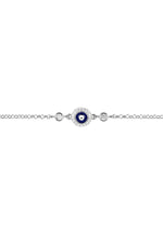 Evil Eye Enamel Dark Blue Bracelet Silver.