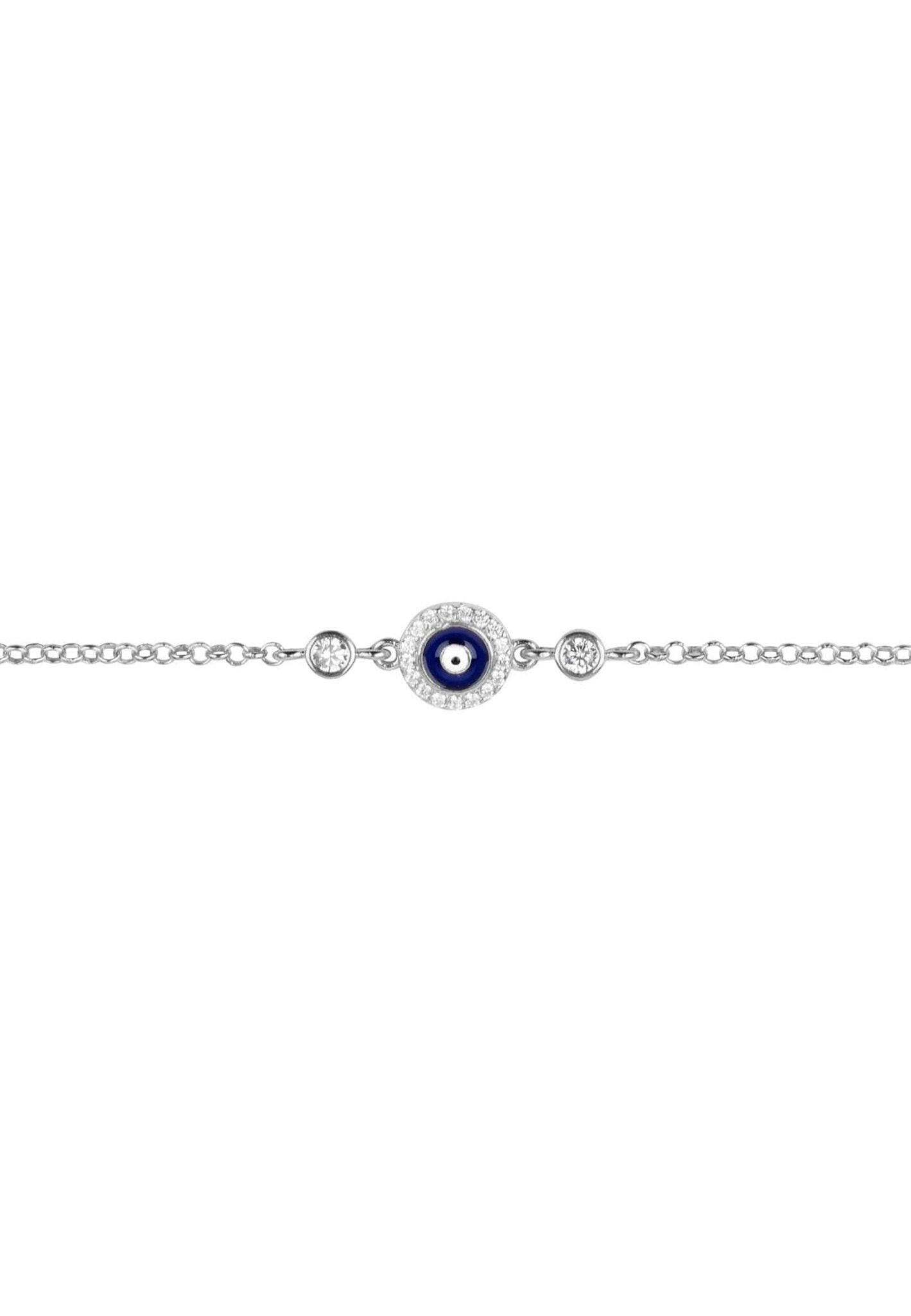 Evil Eye Enamel Dark Blue Bracelet Silver.