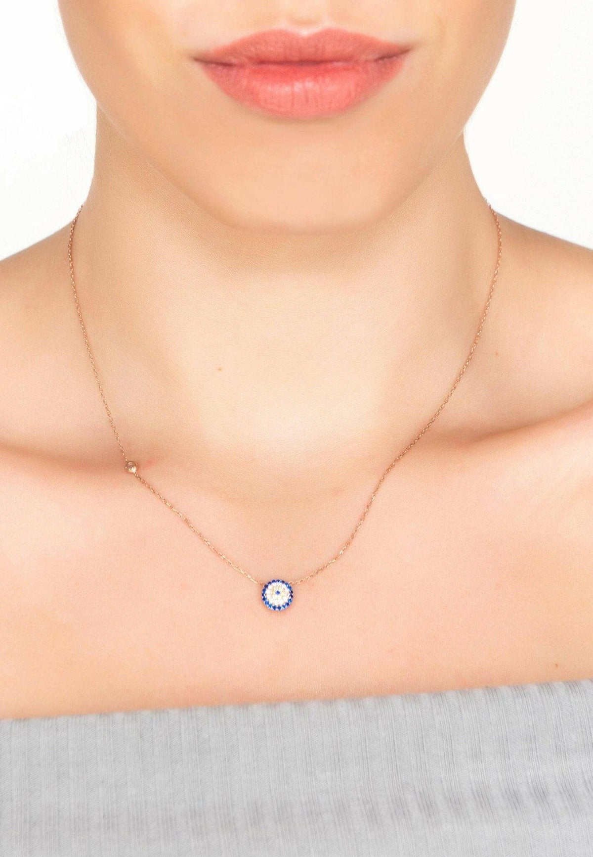 Evil Eye Necklace Rosegold.