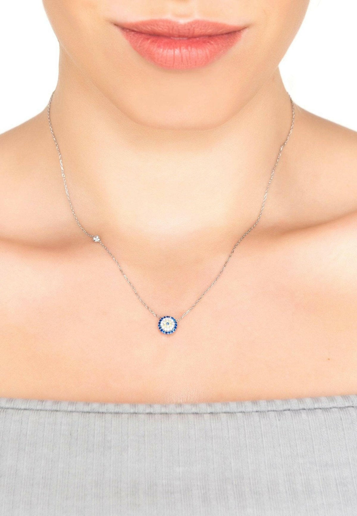 Evil Eye Necklace Silver.