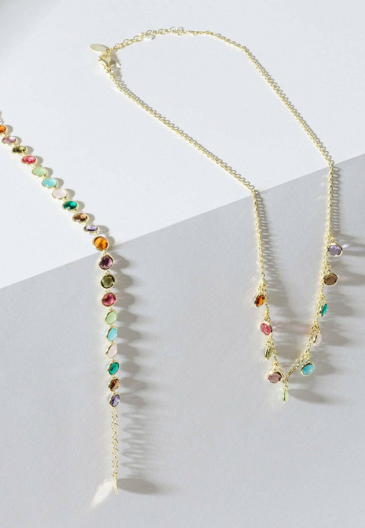 Florence Multi Coloured Gemstone Necklace Gold.