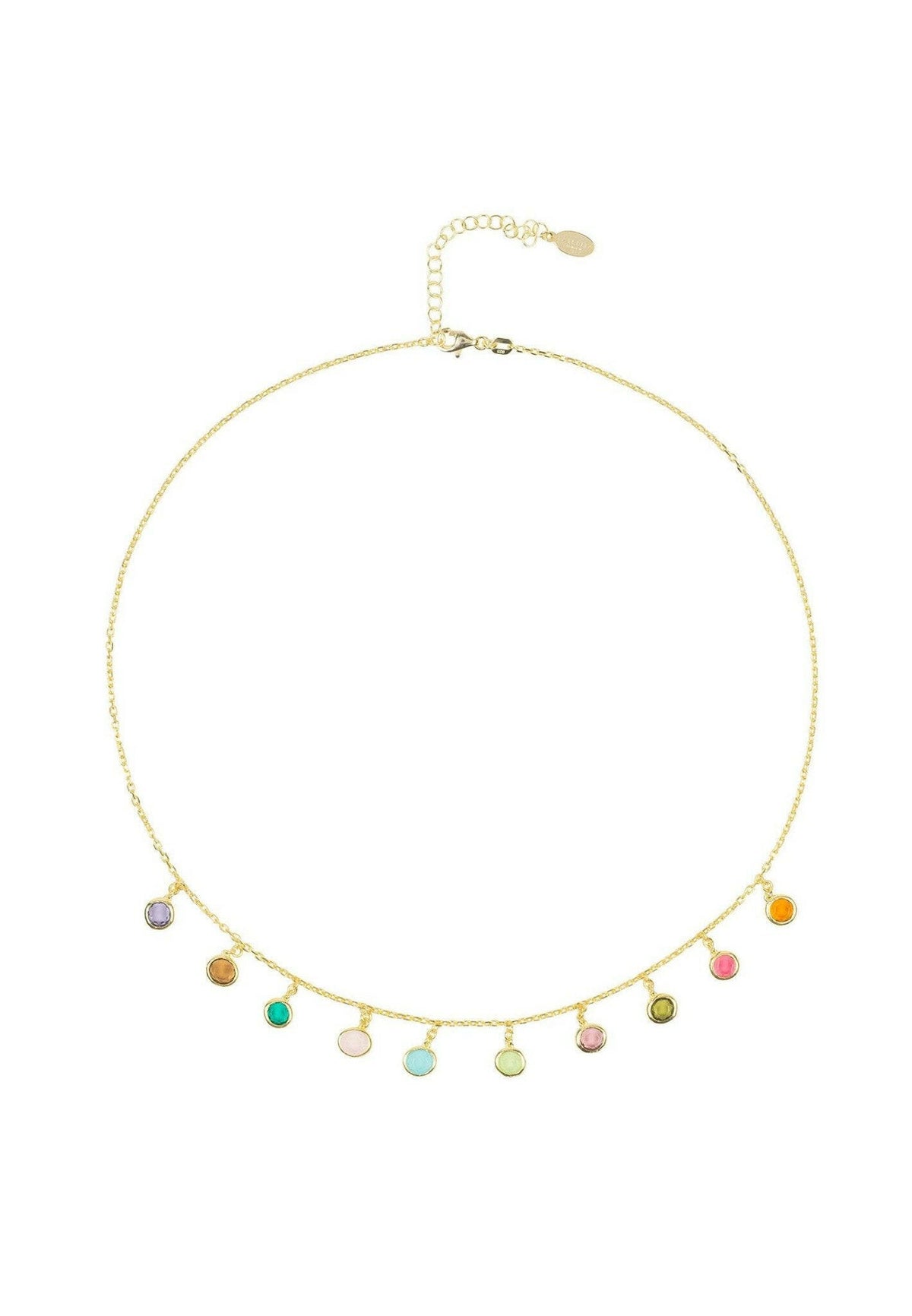 Florence Multi Coloured Gemstone Necklace Gold.