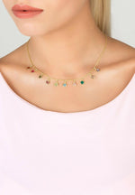 Florence Multi Coloured Gemstone Necklace Gold.