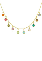 Florence Multi Coloured Gemstone Necklace Gold.