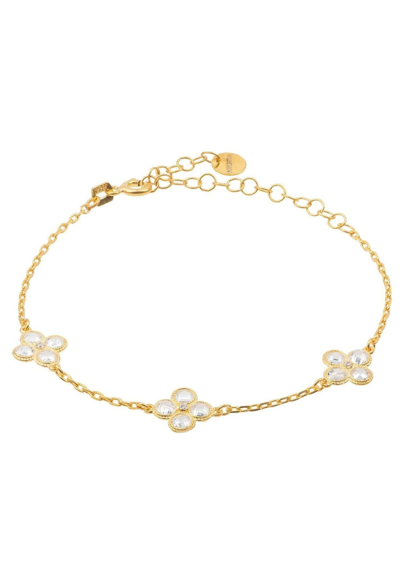 Flower Clover Triple Bracelet Gold.