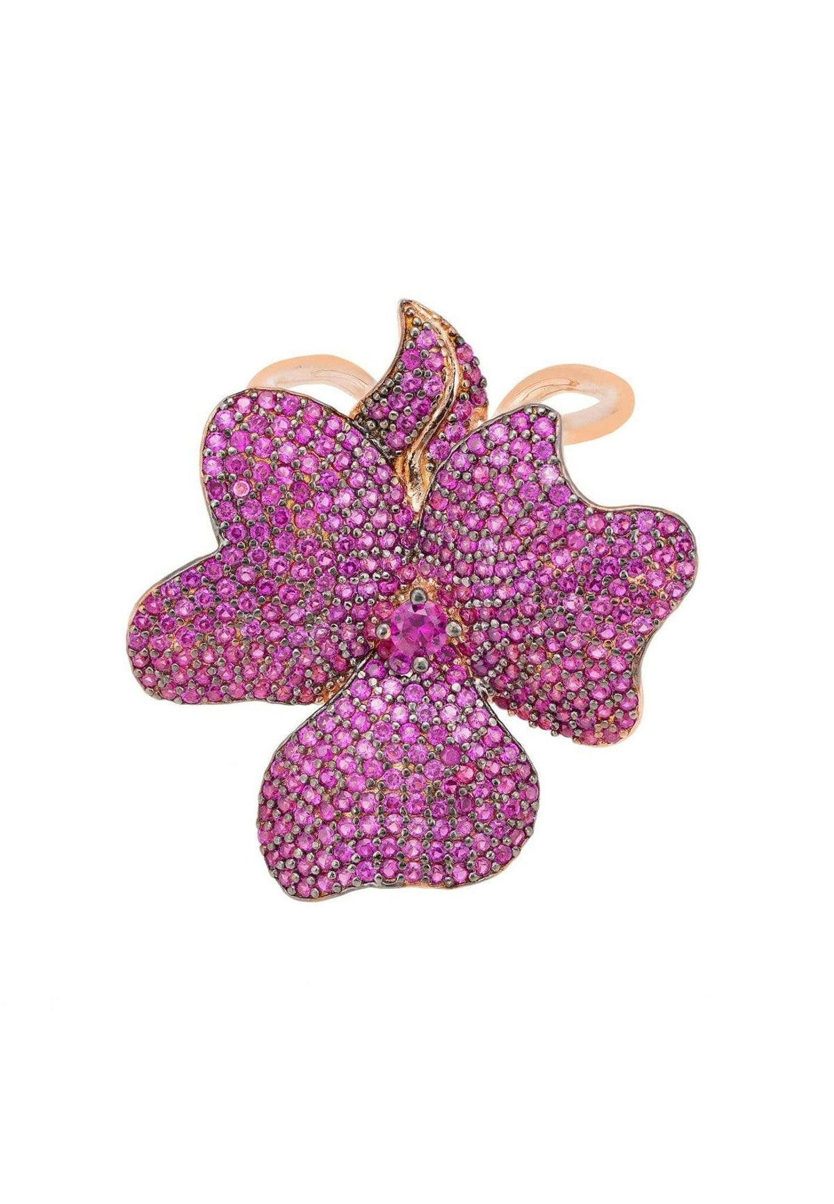 Flower Cocktail Ring Rosegold Ruby.