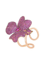 Flower Cocktail Ring Rosegold Ruby.