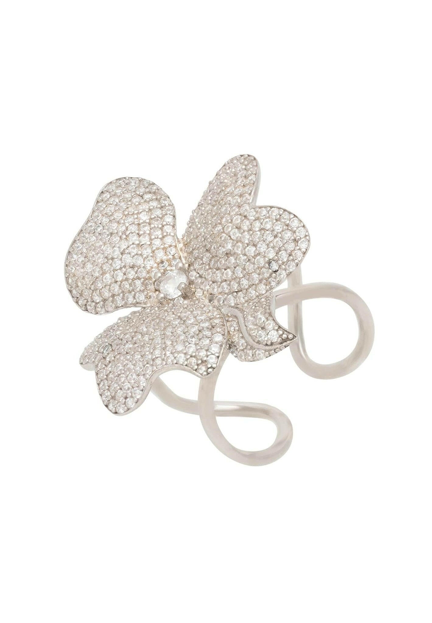 Flower Cocktail Ring Silver.