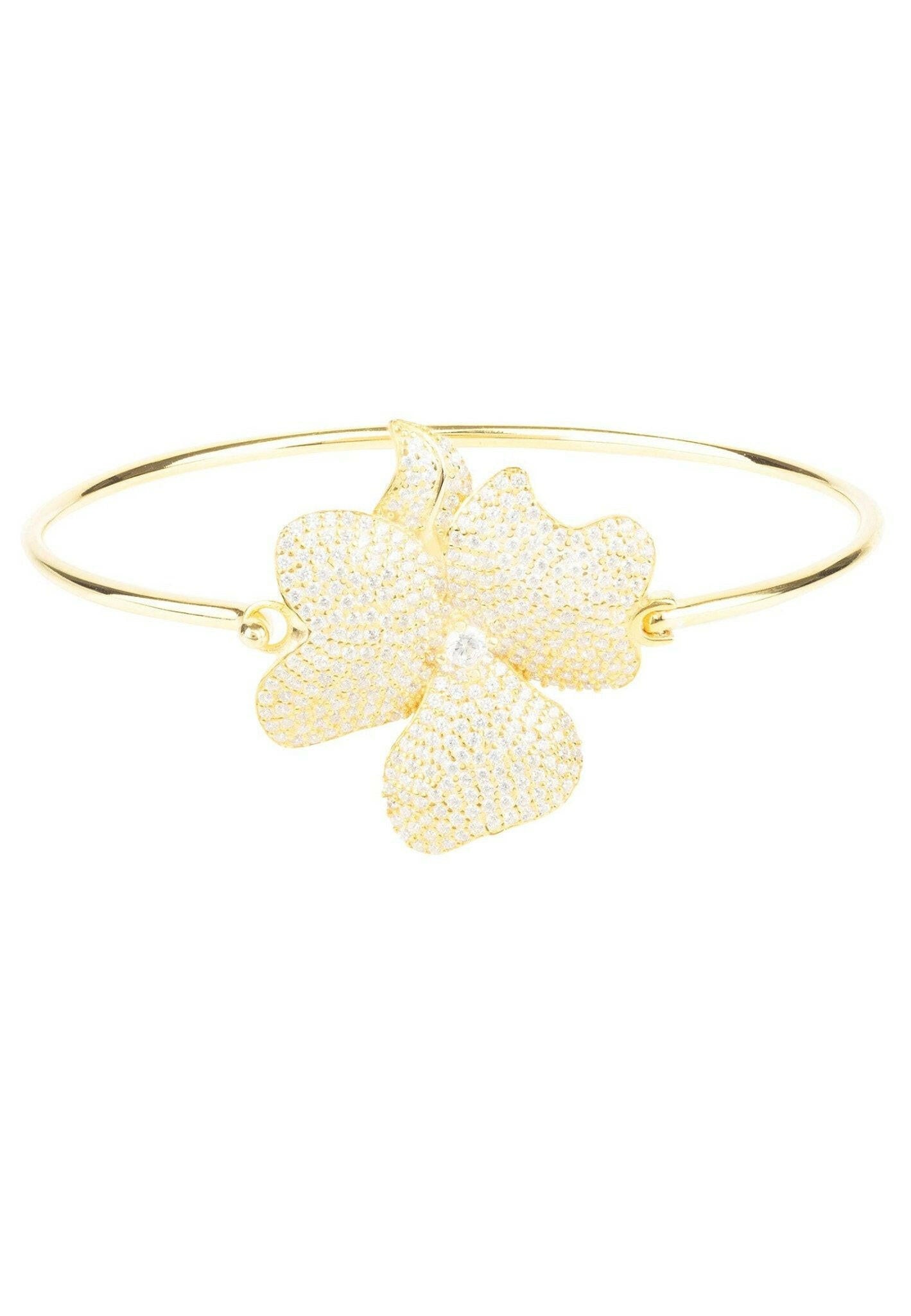 Flower Large Statement Cuff Bracelet Gold.