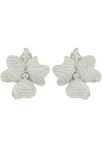 Flower Large Stud Earrings Silver.