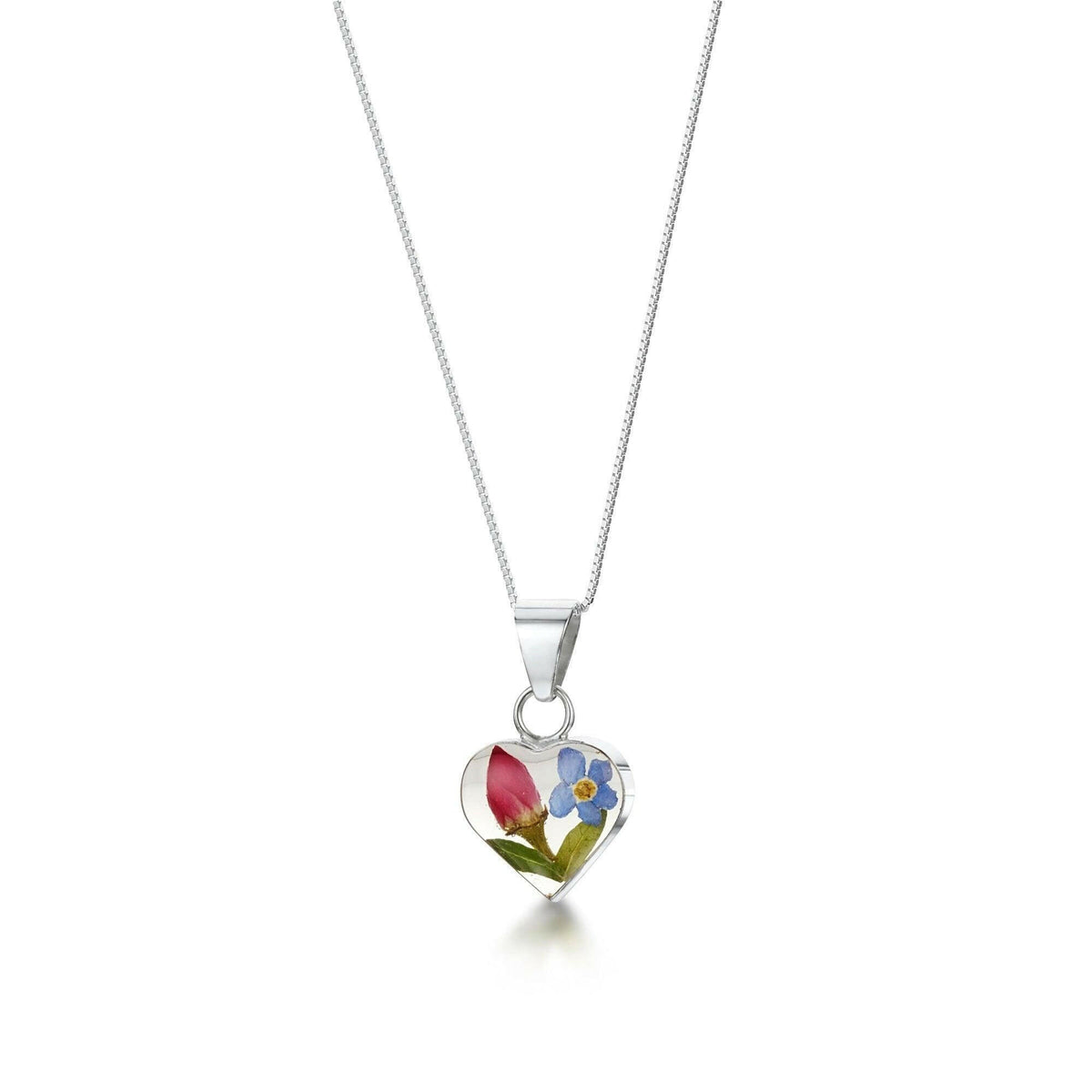 Flower necklace by Shrieking Violet Sterling silver heart pendant.