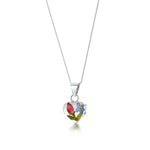 Flower necklace by Shrieking Violet Sterling silver heart pendant.