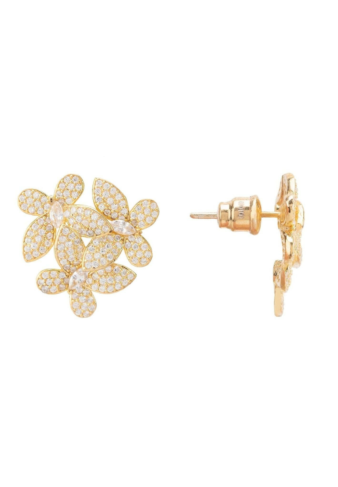 Flowers Large Stud Earrings Gold.