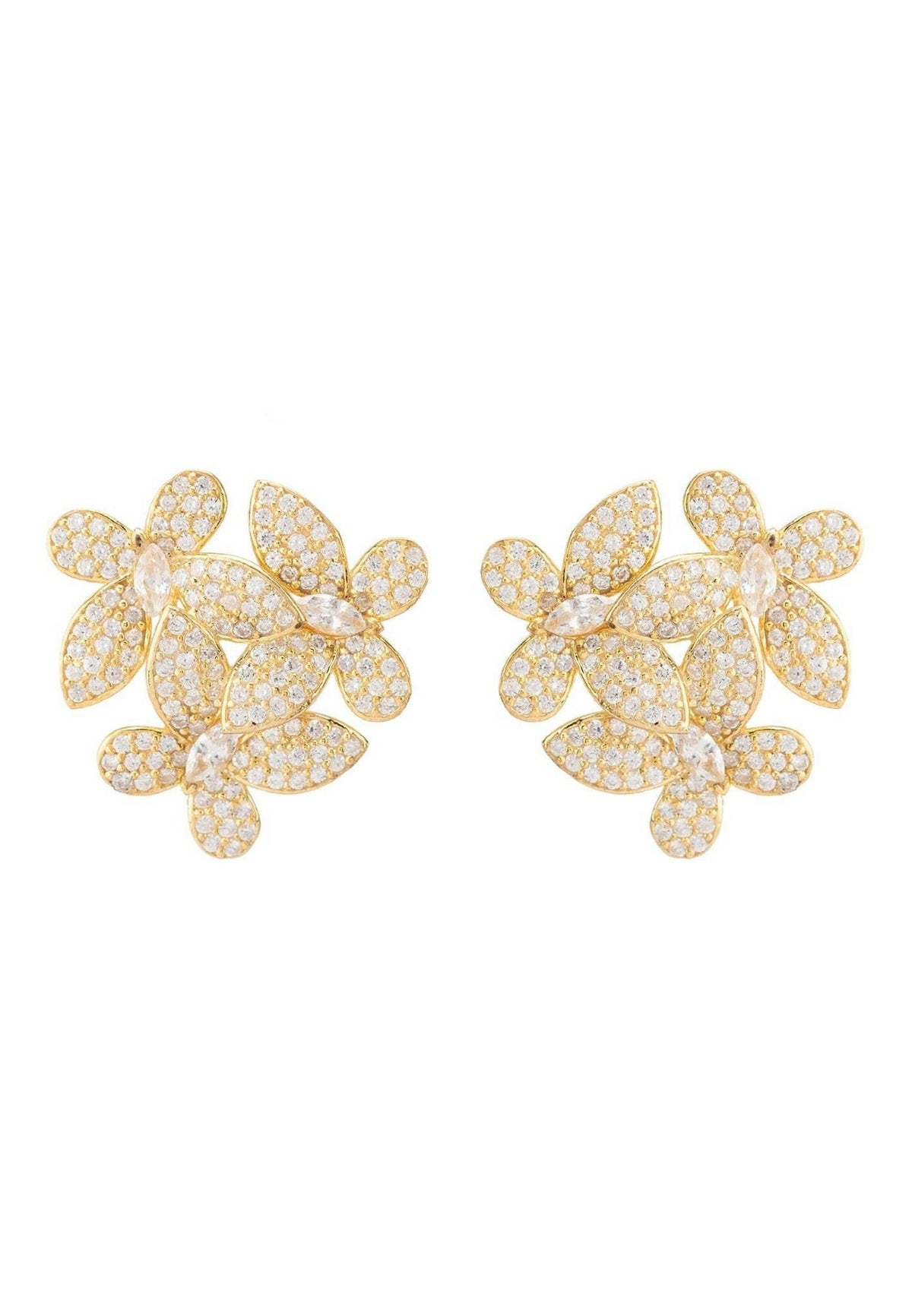 Flowers Large Stud Earrings Gold.