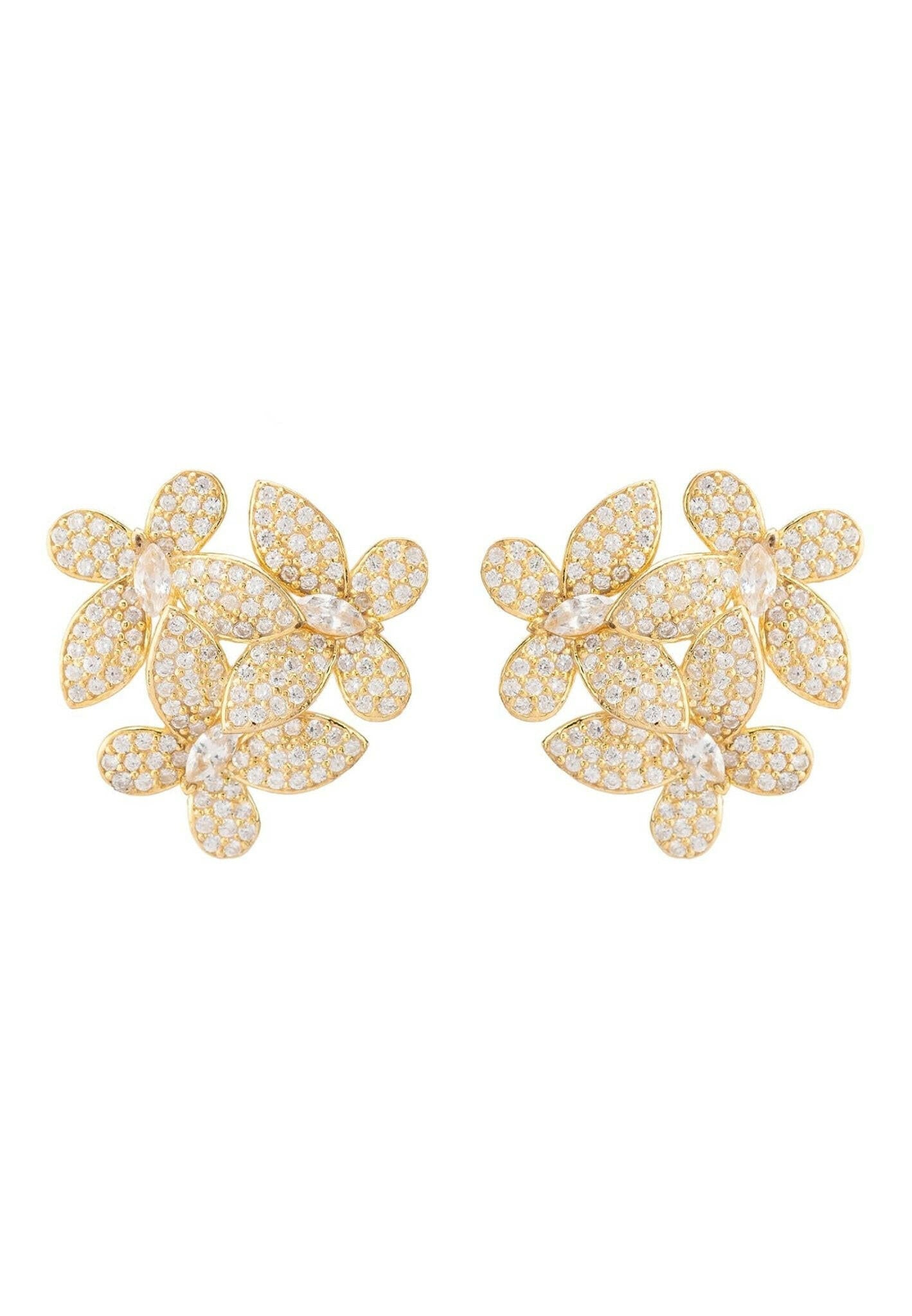 Flowers Large Stud Earrings Gold.