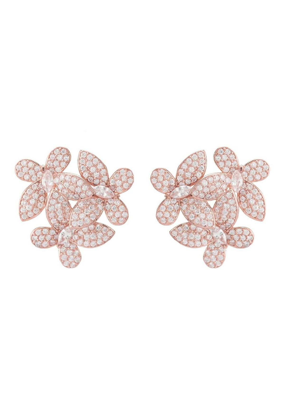 Flowers Large Stud Earrings Rosegold.