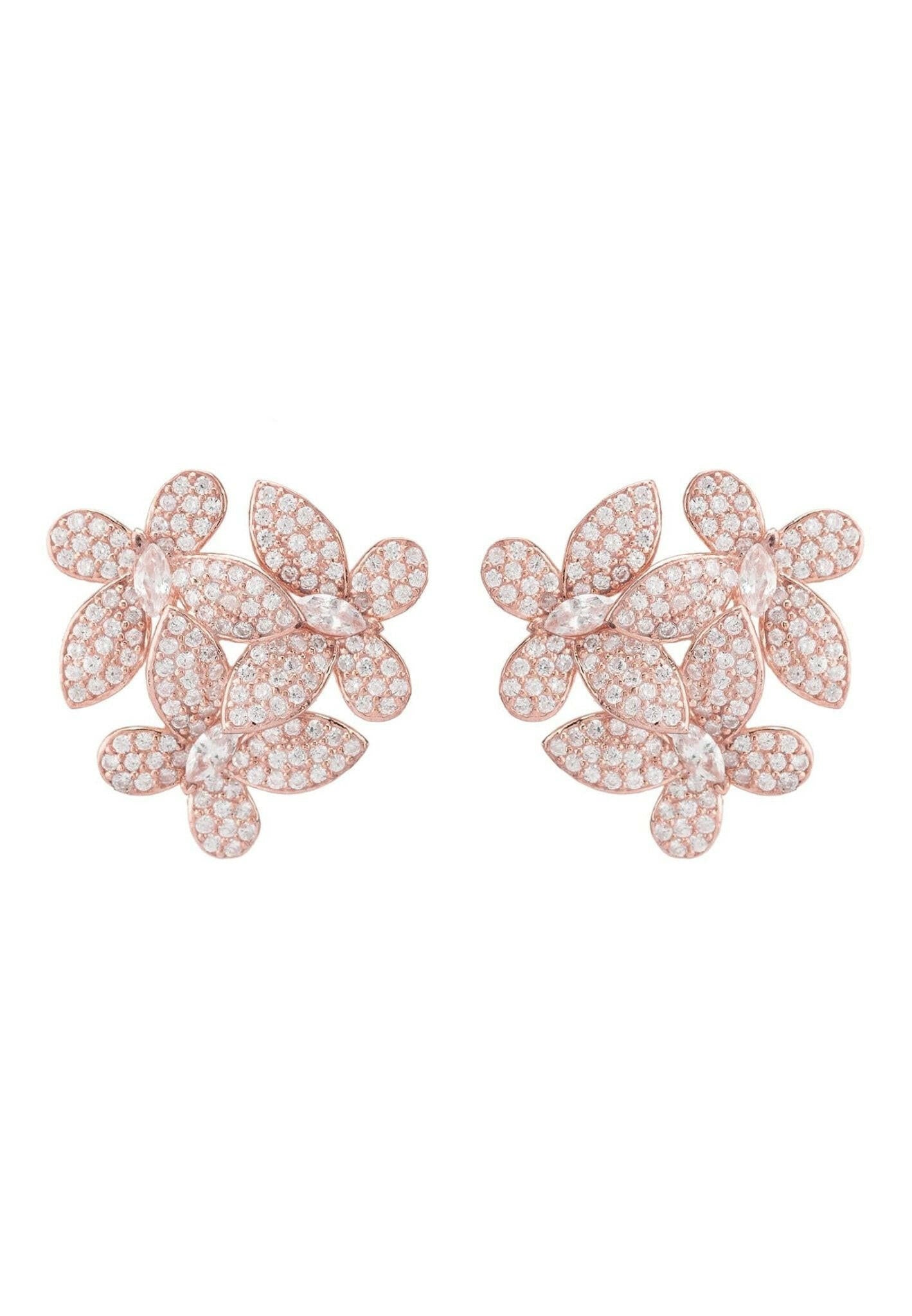 Flowers Large Stud Earrings Rosegold.