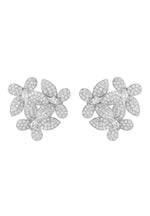 Flowers Large Stud Earrings Silver.