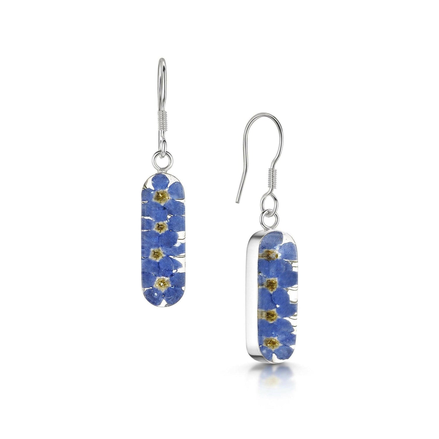 Forget-me-not drop earrings 'Leela' vertical bar.