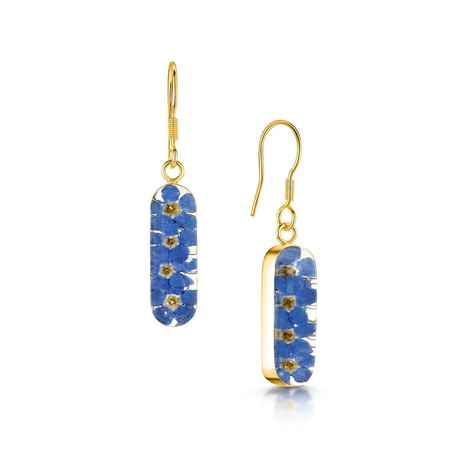 Forget-me-not drop earrings 'Leela' vertical bar.