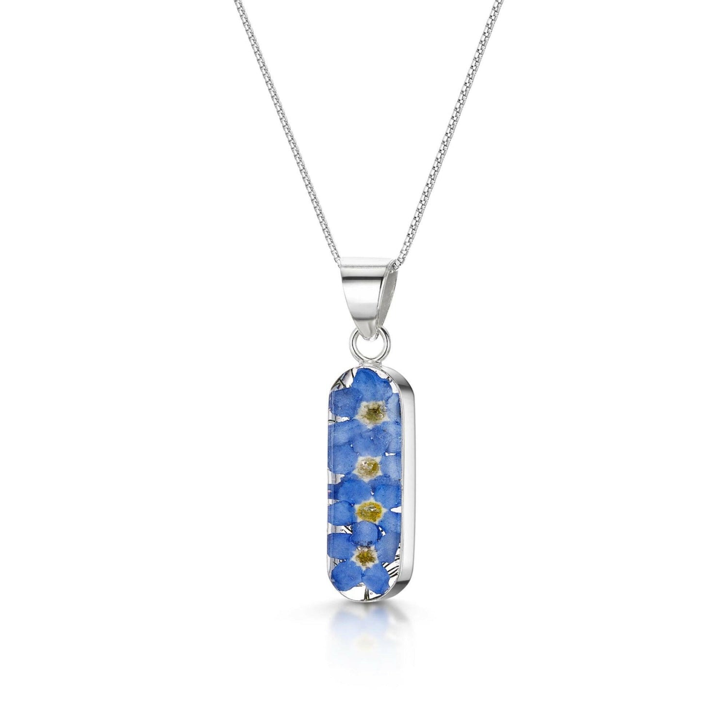 Forget me not necklace 'Leela' vertical bar pendant.