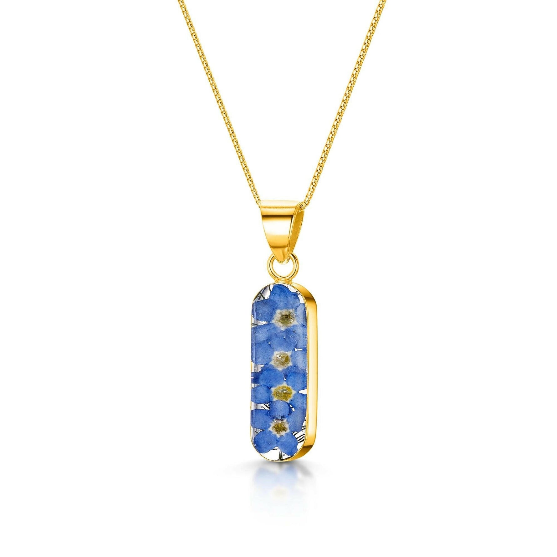 Forget me not necklace 'Leela' vertical bar pendant.