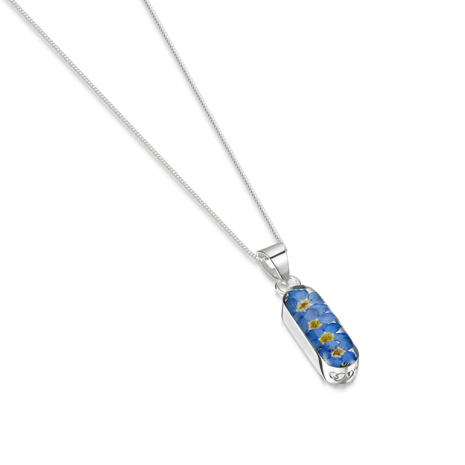 Forget me not necklace 'Leela' vertical bar pendant.