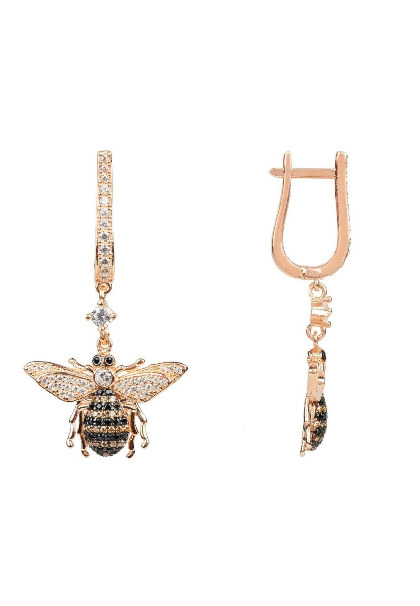 Honey Bee Drop Earrings Rosegold.