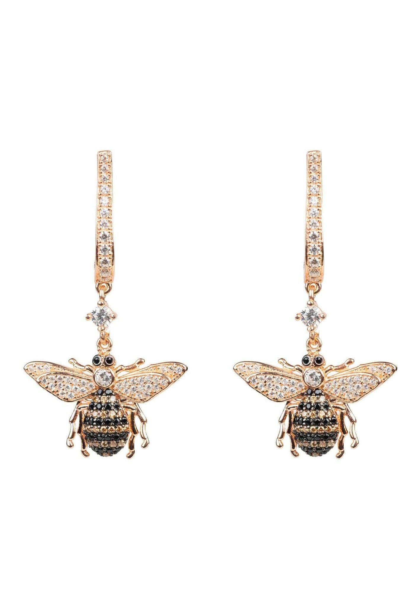 Honey Bee Drop Earrings Rosegold.